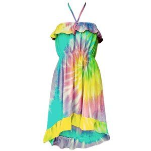 Girls tie-Dye sarong flamenco dress. pastel colors